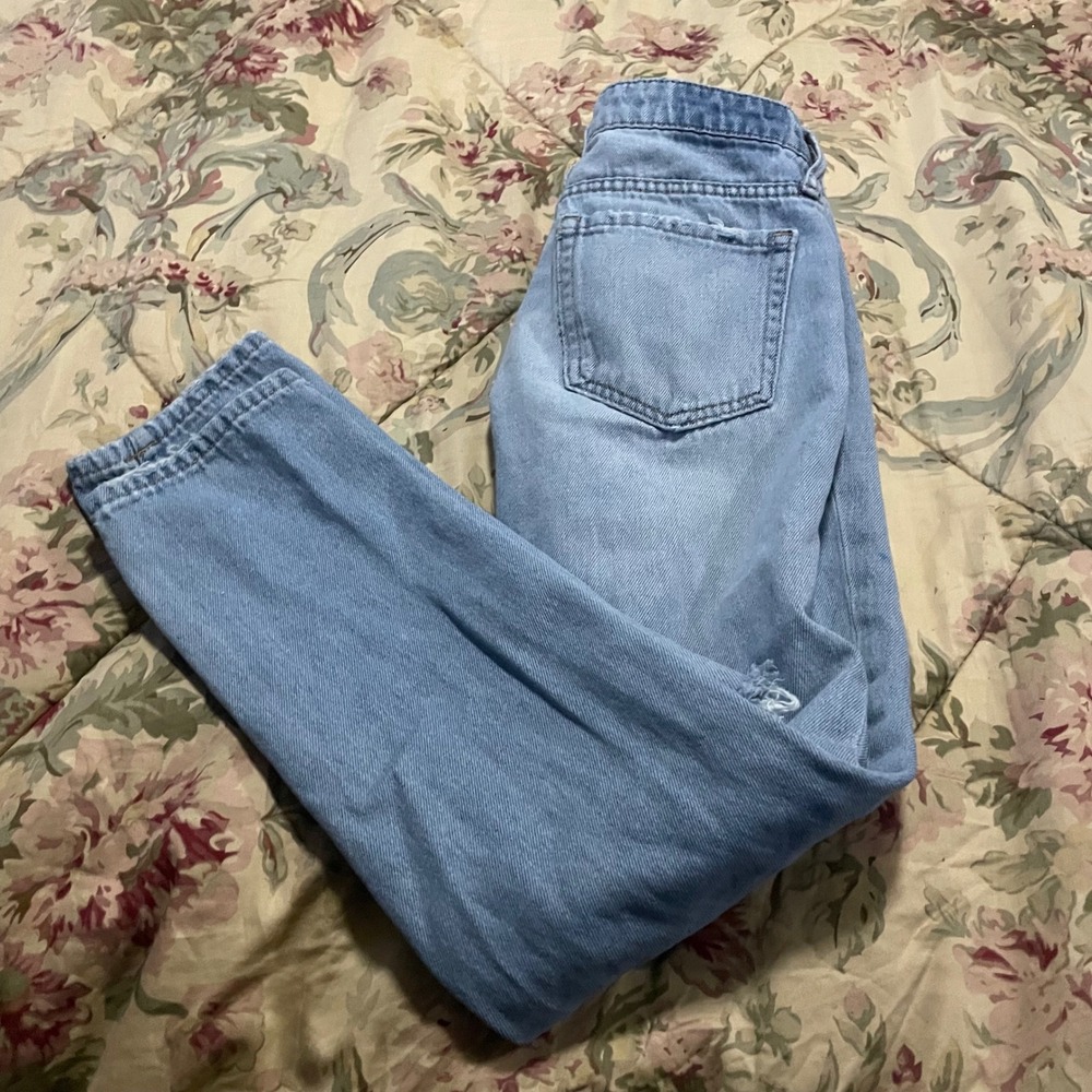 AERO Women Light Wash Distressed Boyfriend Jeans Size 00 Ripped Light Blue Denim - Picture 6 of 8